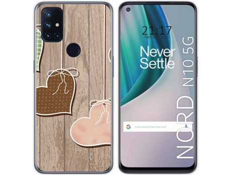 Carcasa OnePlus Nord N10 5G TUMUNDOSMARTPHONE Corazones Madera Multicolor