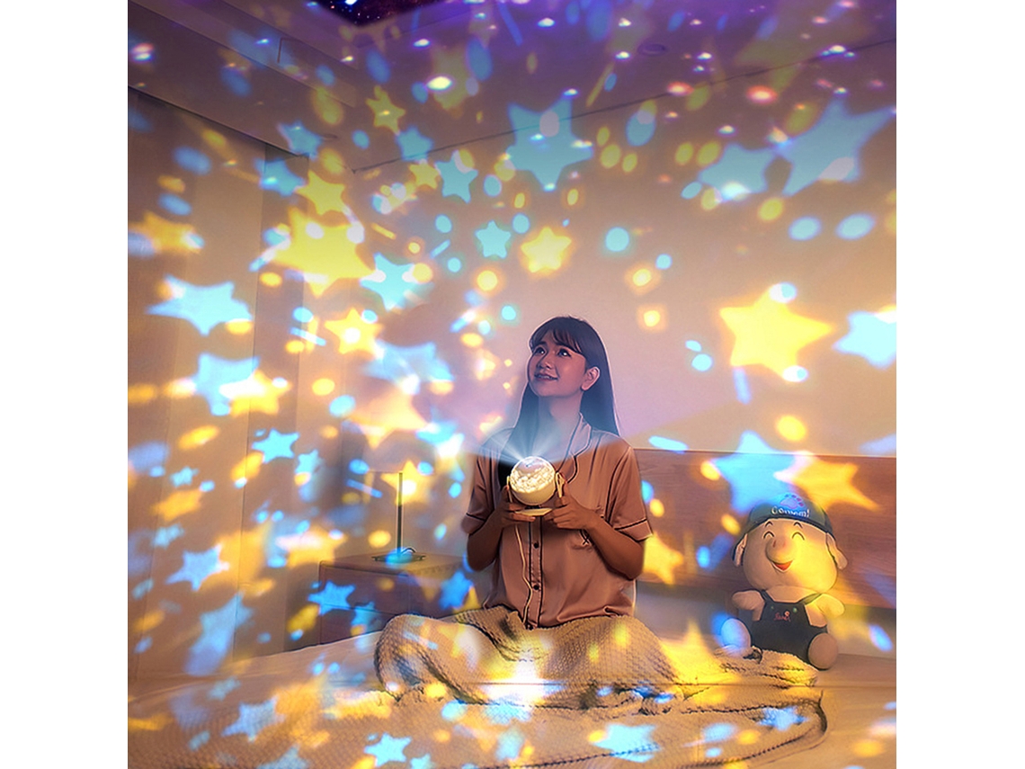 Lámpara de proyección LED giratoria BJ-Stellar con altavoz Bluetooth y control remoto, luz nocturna para niños, regalo