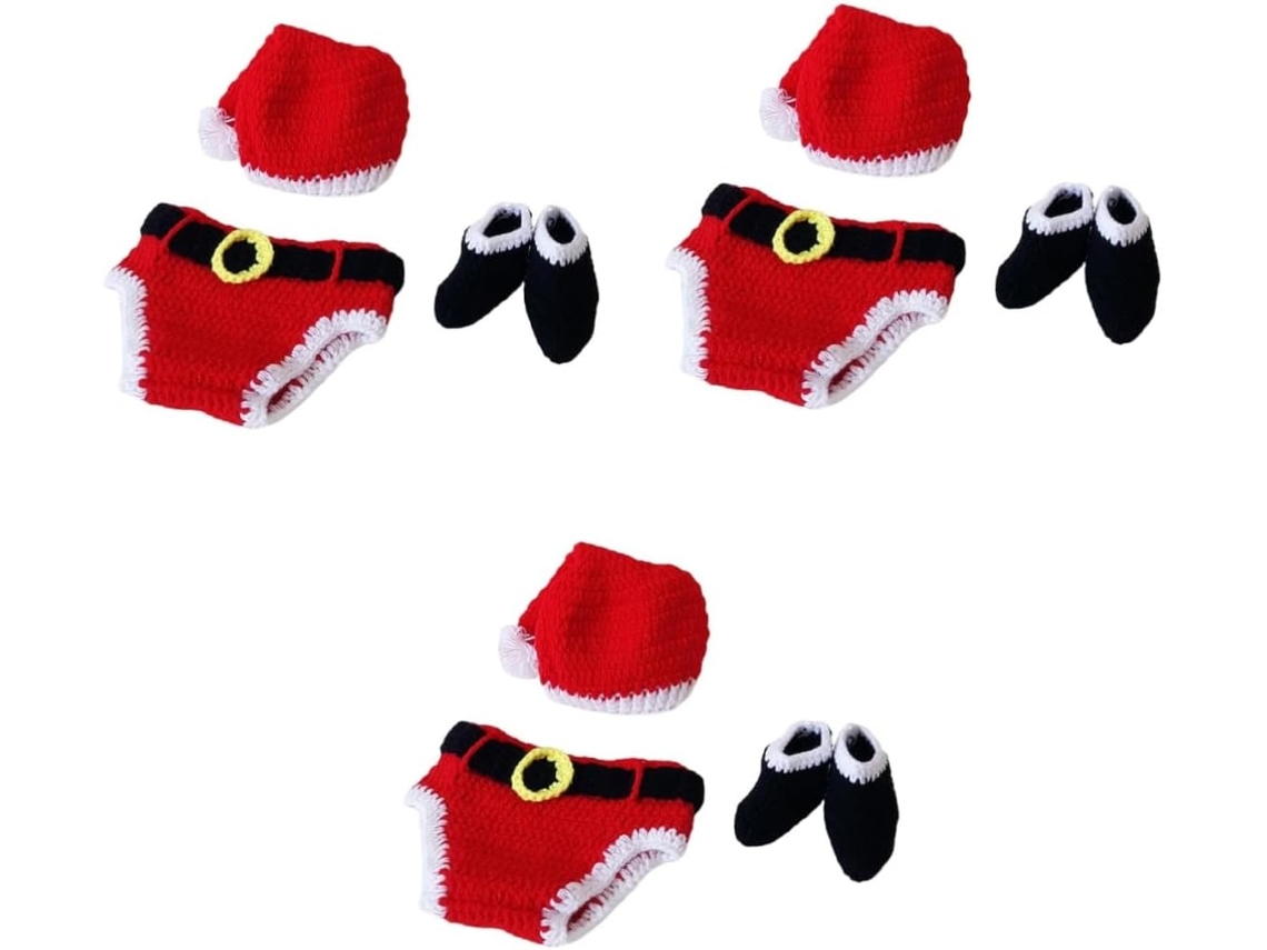 Conjunto De 3 Adorables Prendas De Punto Hechas A Mano Para Recién Nacidos Y Accesorios Para Fotos.