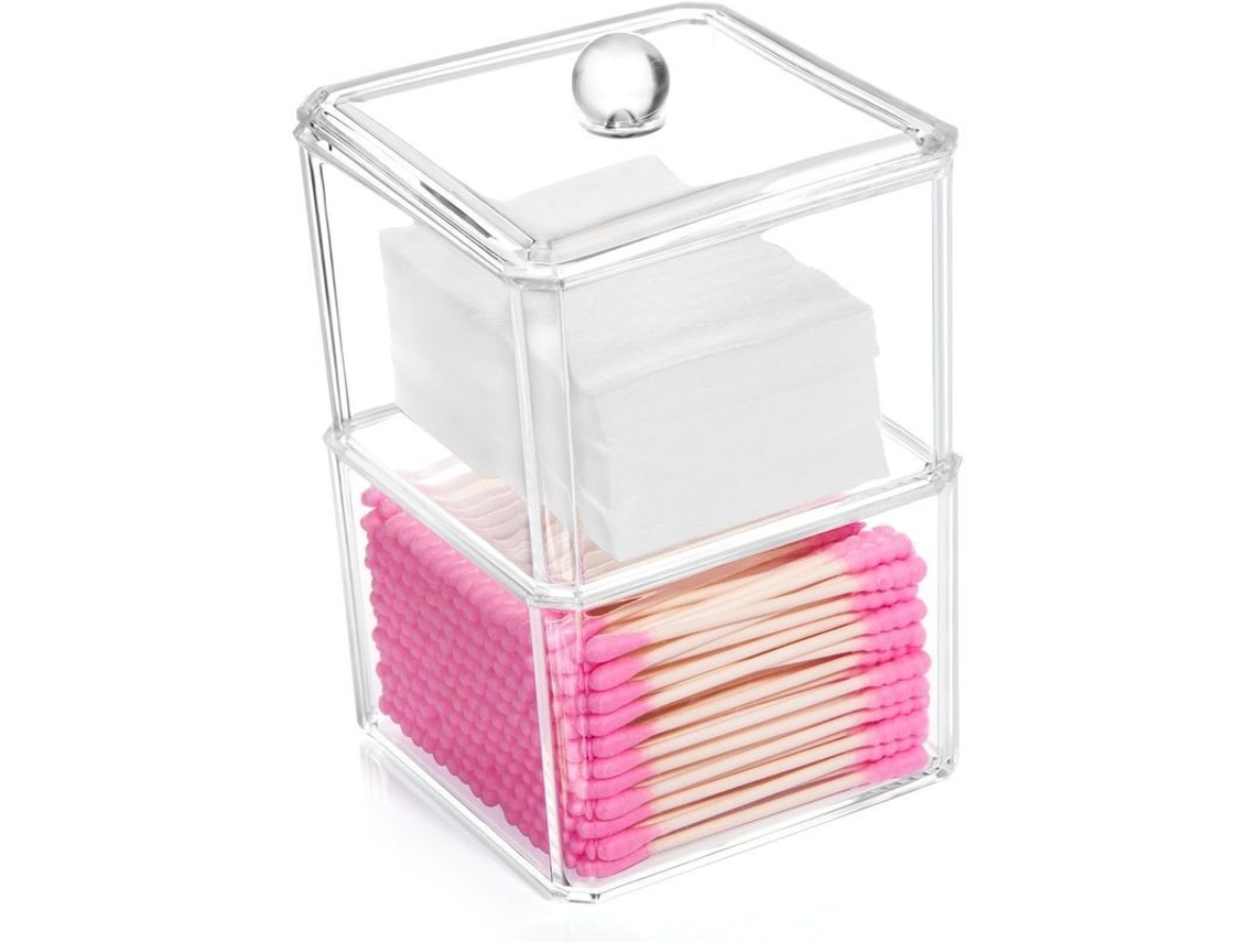 Cajas De Almacenamiento Para Bolas De Algodón Y Bastoncillos, De Acrílico Transparente, Apilables, Con Tapa (dos Capas).