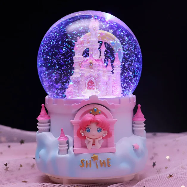 (estilo 3) Bola De Cristal De Castillo, Copo De Nieve, Luz Flotante, Altavoz, Decoración Para Habitación De Niña
