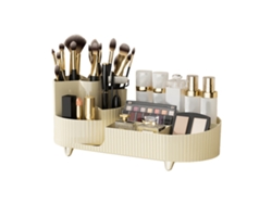 Organizador De Maquillaje Giratorio De Gran Capacidad, Caja De Almacenamiento De Cosméticos Blanca