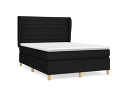 Maison Exclusive - Cama Box Spring Con Colchón Tela Negro 140x200 Cm