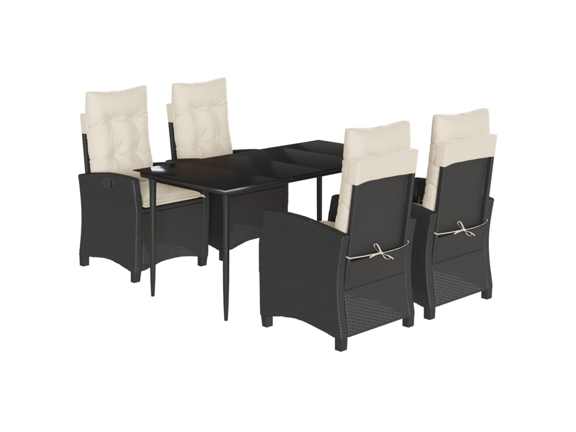Conjunto 5 de muebles jardín VIDAXL con cojines ratán sintético negro