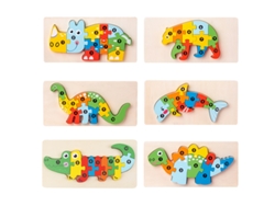 Juego De Rompecabezas De Madera 3d De Animales De 6 Piezas - Juguete Educativo Para Niños De 2 A 5 Años.