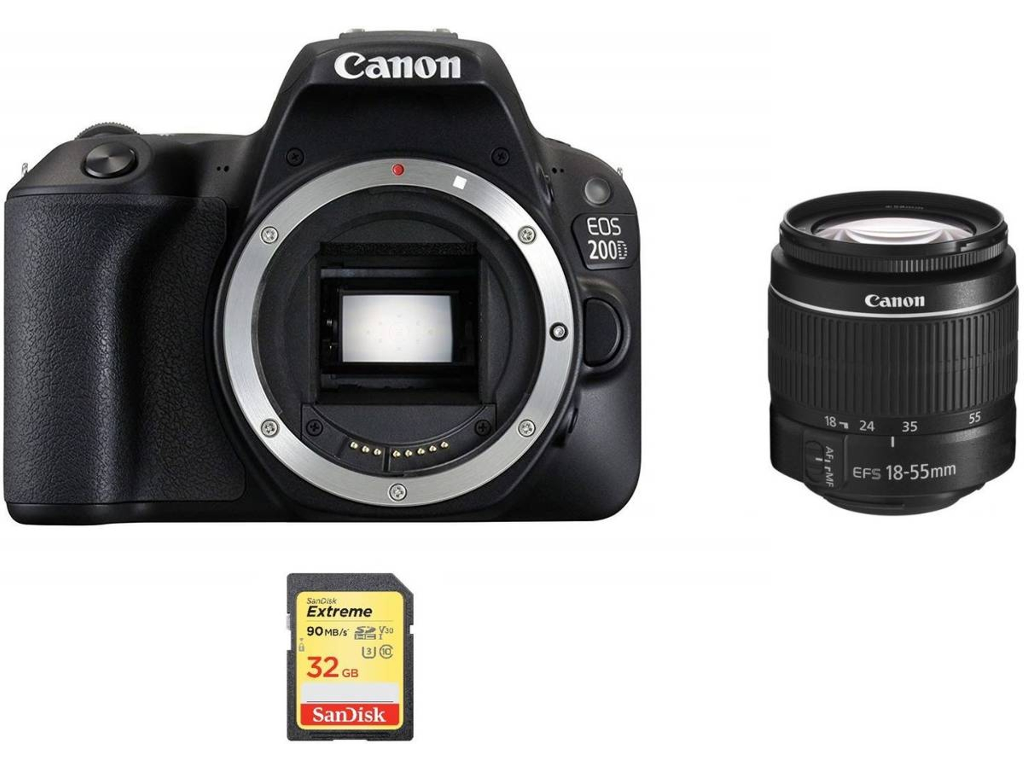Kit Cámara Réflex CANON EOS 200D EF-S 18-55mm F3.5-5.6 IS III + 32GB SD