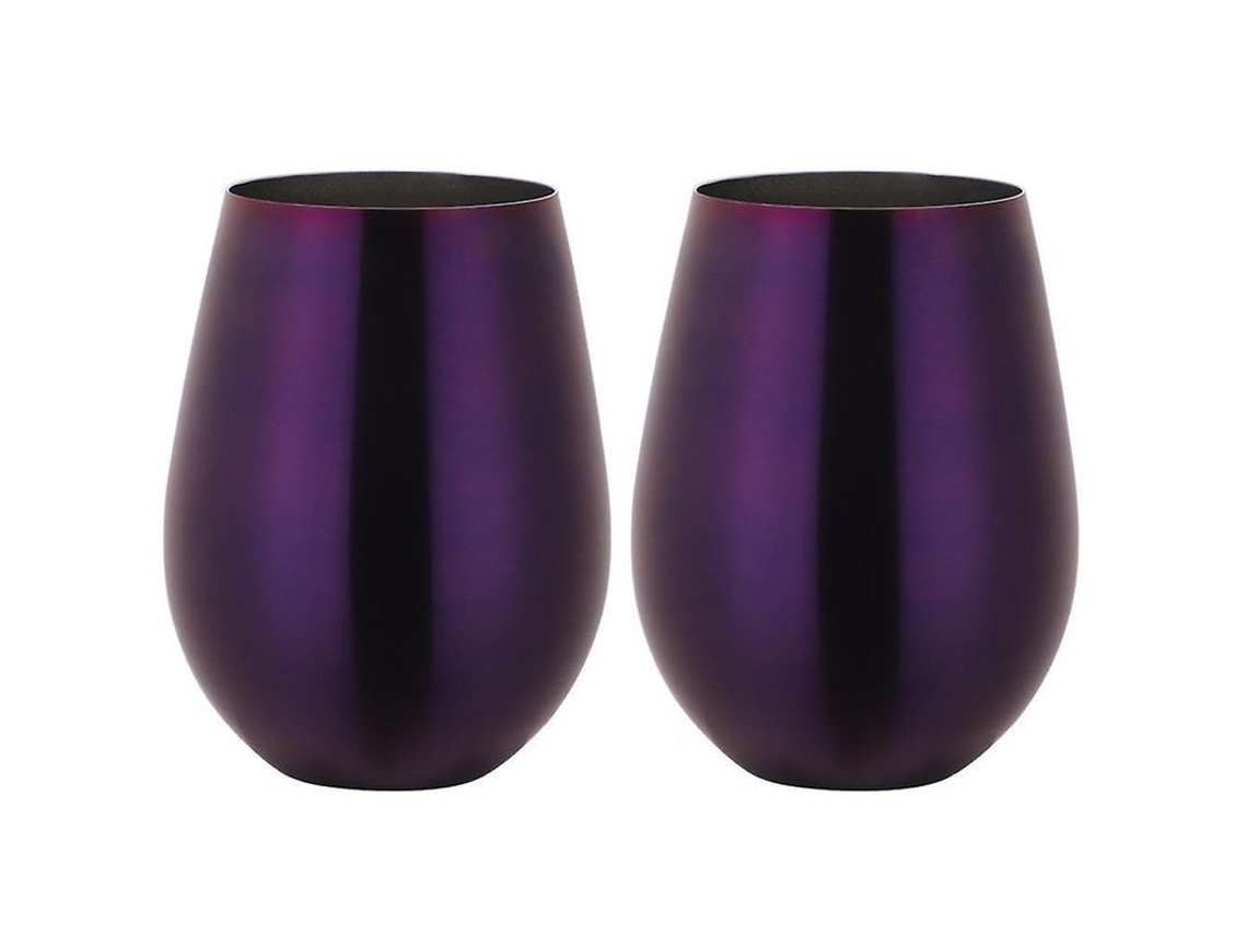 2026da-vasos De Vino Sin Tallos De Acero Inoxidable, Taza Portátil Al Aire Libre, Juego De 2 Vasos Metálicos Morado