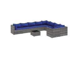 Maison Exclusive - Set De Sofás De Jardín Y Cojines 10 Pzas Ratán Sintético Gris
