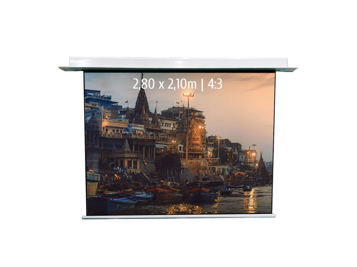 Pantalla de proyección eléctrica empotrable 2,80 x 2,10m, Formato 4/3, Función WiFi