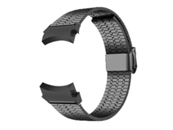 Bracelete Para Samsung Galaxy Watch 7/6/5/4 - Aço Inoxidável - Fivela Sete Contas - Preta
