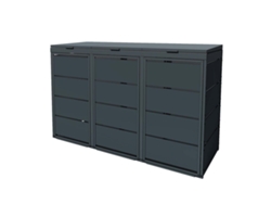 Cubo Para Contenedores Exterior Triple De Acero Galvanizado - Cobertizo Para 3 Contenedores De 120 Litros - Gris Antracita Ral7016