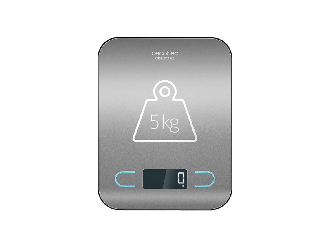 Báscula de cocina digital de acero inoxidable con revestimiento antihuellas. Cecotec