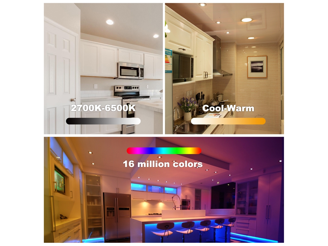 Lâmpada De Embutir Inteligente 4 Polegadas 9w Led Rgb+cct 16m Cores Controle App/bt/voz