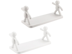 Juego 2 Estantes Almacenamiento Pared Requieren Perforación Soportes Multifuncionales Abs Blanco Colgantes