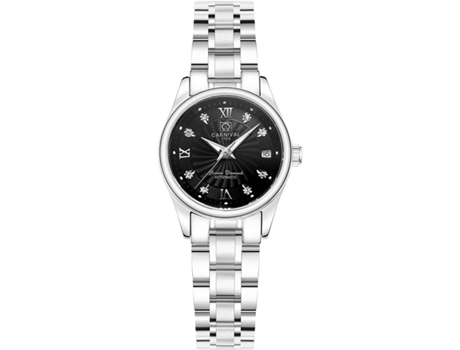 VEANXIN Reloj automático bicolor para mujer con cristal de zafiro y acero inoxidable-Negro
