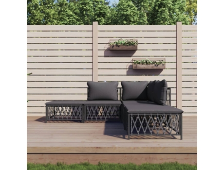 Conjunto 5 de muebles de jardín VIDAXL con cojines acero antracita