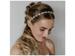 Accesorio Para El Cabello De Novia Con Diamantes De Imitación Y Perlas, Tiara Nupcial De Cristal, Plateada