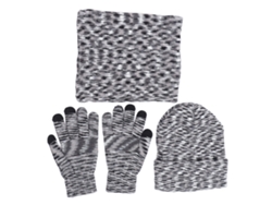 Conjunto De Chapéu Cachecol E Luvas De Inverno Tecido De Algodão Estilo Clássico Flor Cinza Para Homens E Mulheres