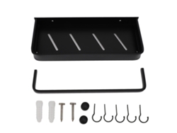 Estante de baño con toallero, estante flotante de aluminio sin taladros para montaje en pared para baño y cocina con gancho