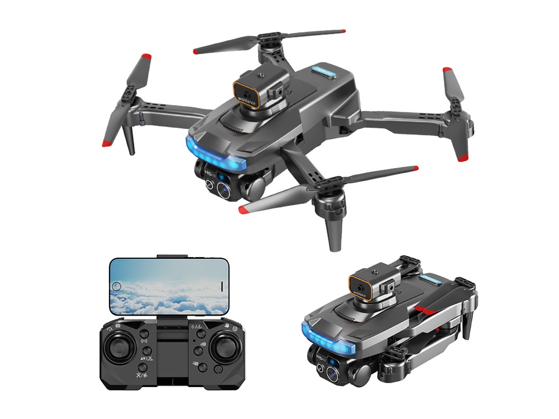 Dron P15 Con Cámara Dual 4k Evitación De Obstáculos De 360° (3 Baterías - Duración De La Batería 20 Min - Negro)