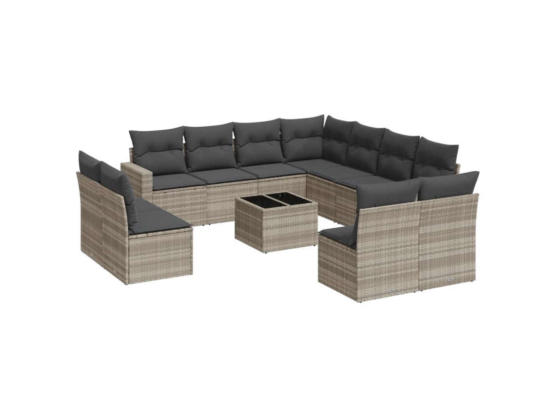 Maison Exclusive - Set De Sofás De Jardín 12 Pzas Y Cojines Ratán Sintético Gris