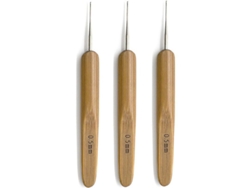 3 Ganchos De Ganchillo Para Rastas De 0,75 Mm Y 0,5 Mm Con Mango De Bambú Para Trenzar Y Coser El Cabello.