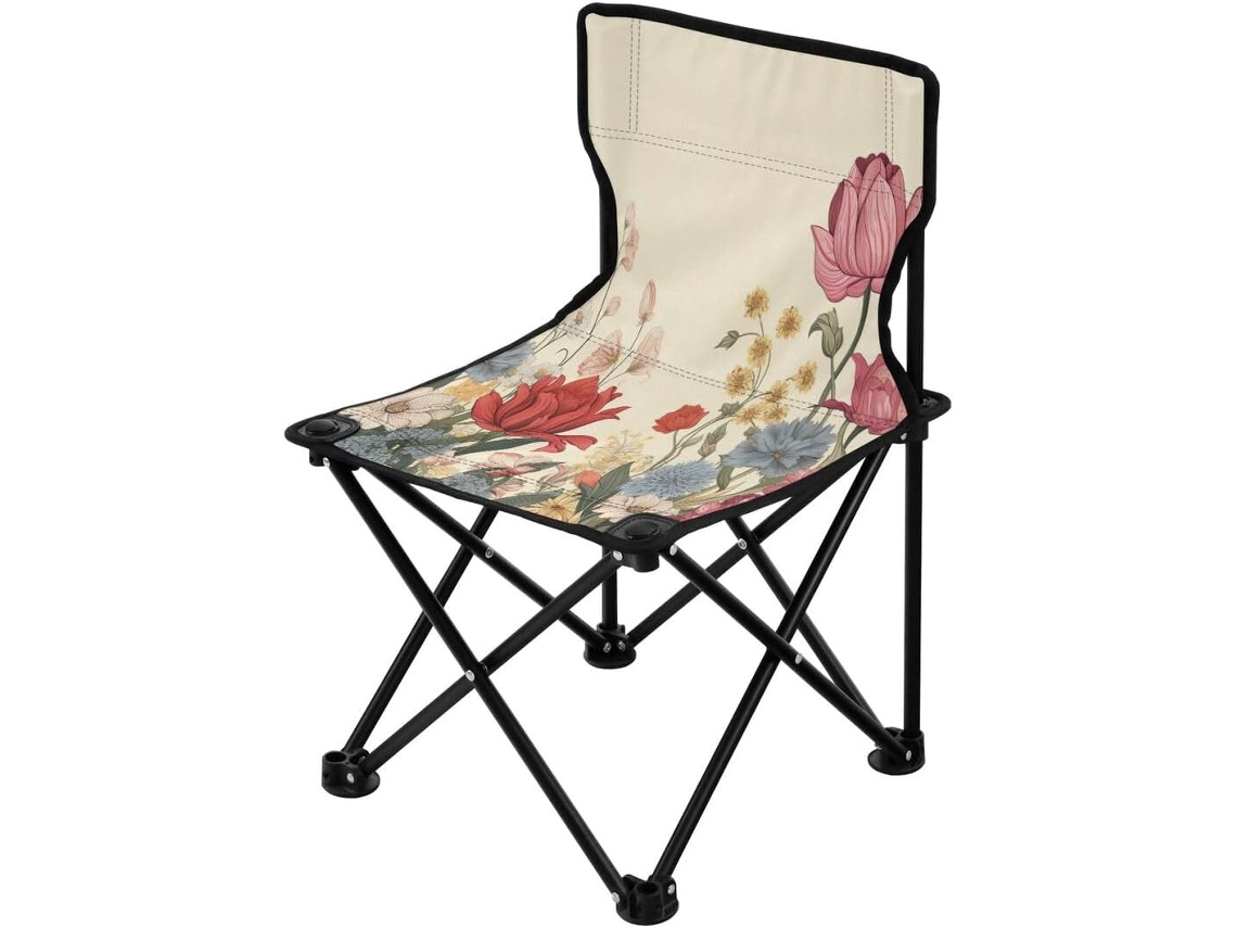 Silla Plegable Ligera Con Estampado Resistente Duradera Portátil Fácil De Instalar