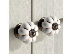 6 tiradores de cerámica con forma de calabaza para cajones de muebles, con tornillos blancos.