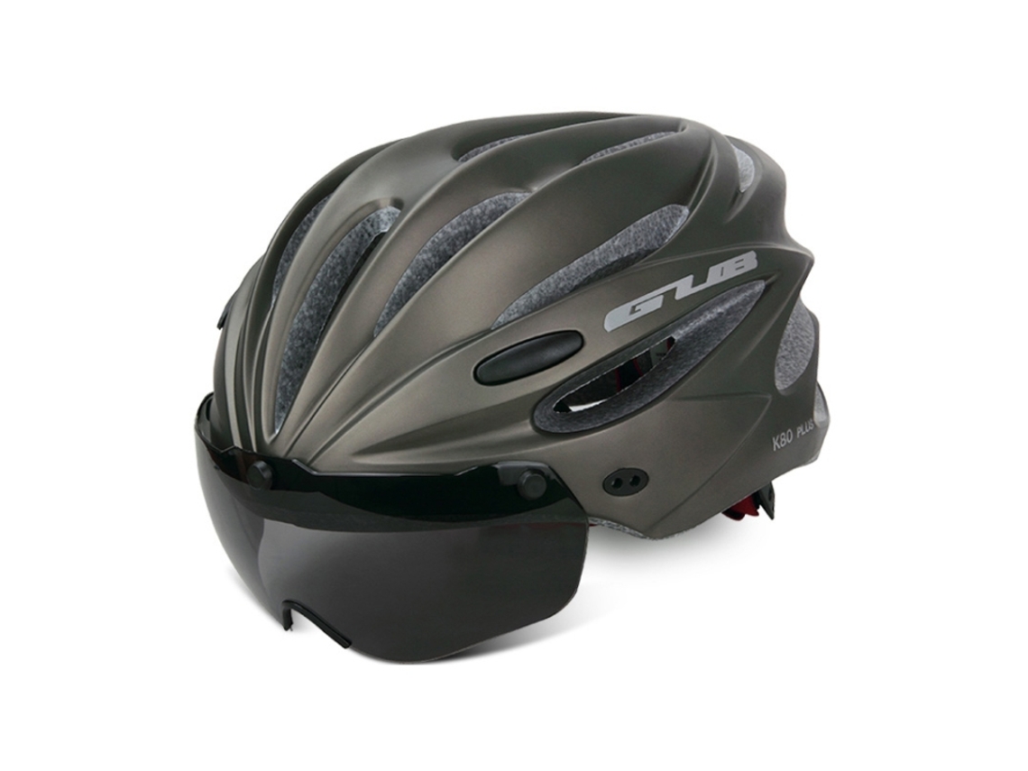 Casco de ciclismo con visera y gafas protectoras (titanio)