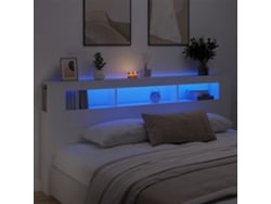 Cabecero Con Led Madera De Ingeniería Blanco 220x18,5x103,5 Cm