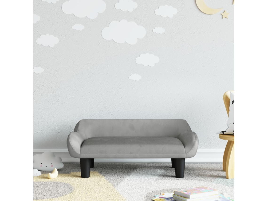 Sofá infantil 70x40x24 cm en terciopelo gris claro wsd894437 Adorável Casa