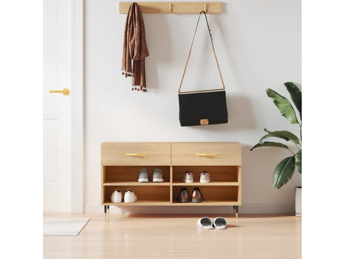 Banco Zapatero | Armario Zapatero Madera De Ingeniería Roble Sonoma 102x35x55 Cm