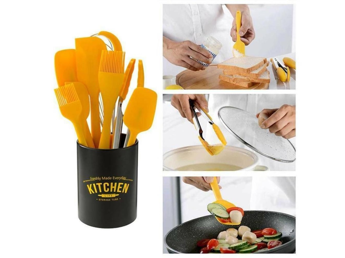 Juego de utensilios de cocina de silicona, 8 Uds., cepillo, cuchara, espátula, herramientas antiadherentes para cocinar y hornear