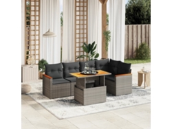 Conjunto de 6 sofás de jardín con cojines en mimbre gris DKD Home Decor