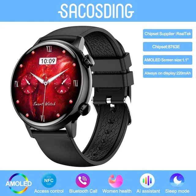 Reloj inteligente Callvayotoy 1.1 para mujer con NFC y deportivo