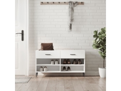 Banco Zapatero Organizador en Derivados de Madera Blanco Brillante 102X35X55 Cm