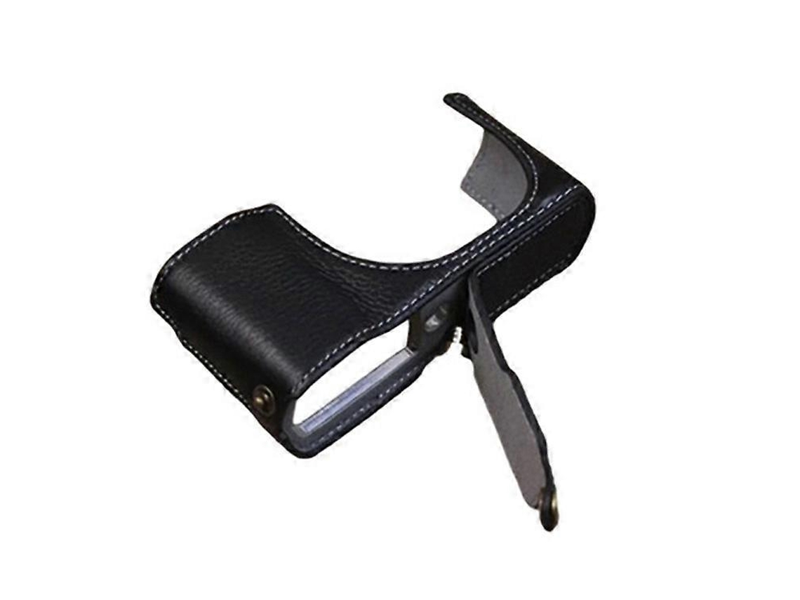 Estuche de cuero genuino compatible con cámara digital Leica C Lux con apertura inferior y cubierta protectora de medio cuerpo Facpoet
