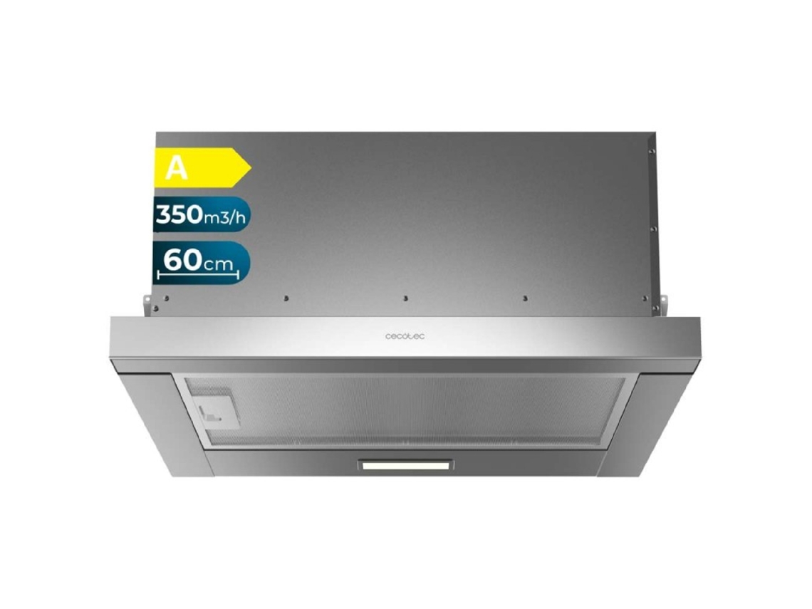 Cecotec Campana Extractora Telescópica 60 Cm Bolero Flux Tlm 603500 Inox A. Motor 70w, Potencia Succión 350m3/h