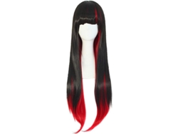 Peluca Larga Y Lisa Estilo Harajuku Para Cosplay, 61 Cm (24 Pulgadas), Mezcla De Negro Y Rojo, Fibra Kanekalon.