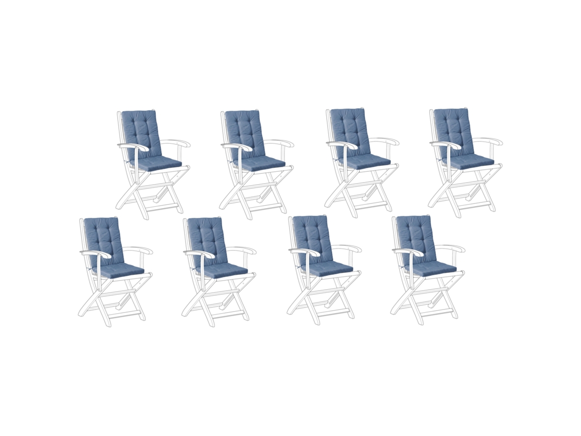 Conjunto De 8 Almofadas De Encosto Beliani Maui Premium De Poliéster Azul 42x95x5