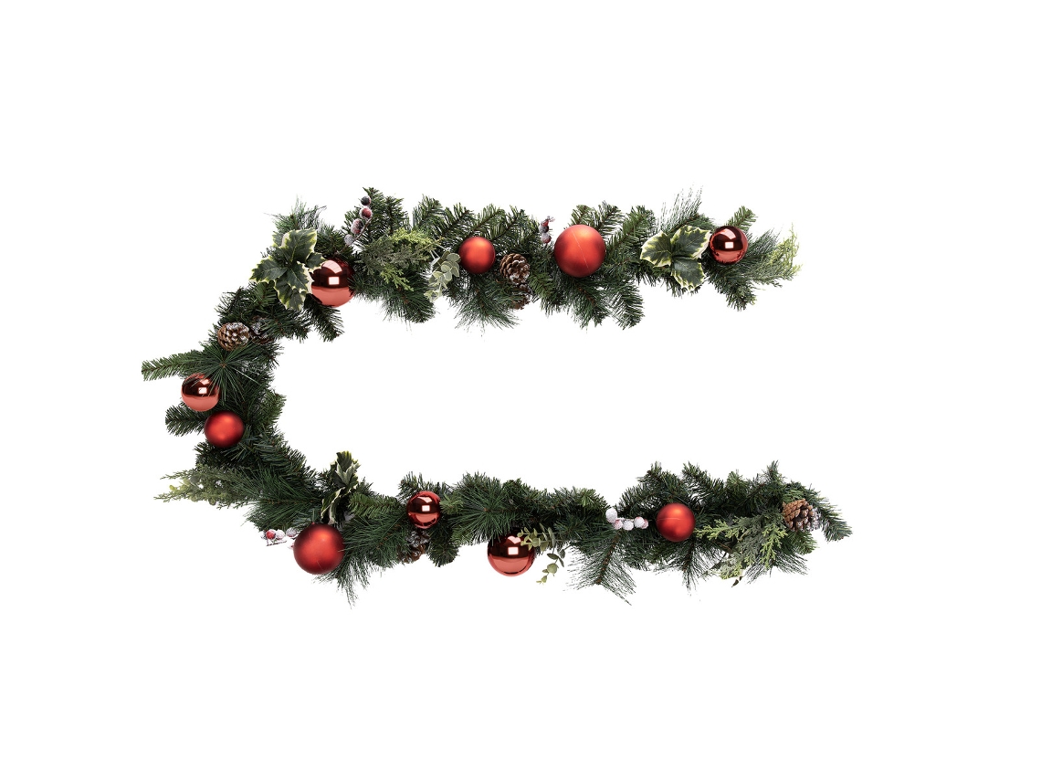 Guirnalda natural de 2 m con bolas rojas - FEERIC LIGHTS & CHRISTMAS