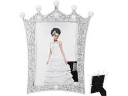 Marco de fotos de plástico blanco con corona y perlas, decorativo, acabado refinado, estilo europeo chic y elegante, GOKOCO