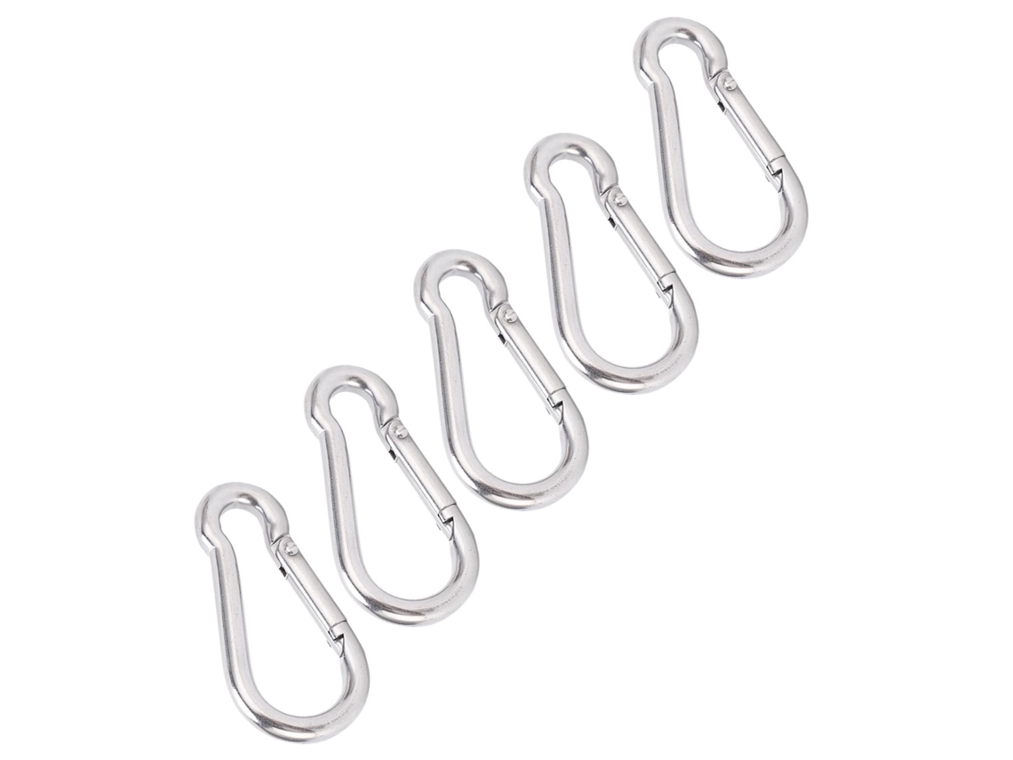 5 mosquetones de acero inoxidable de 60 mm para camping y senderismo.