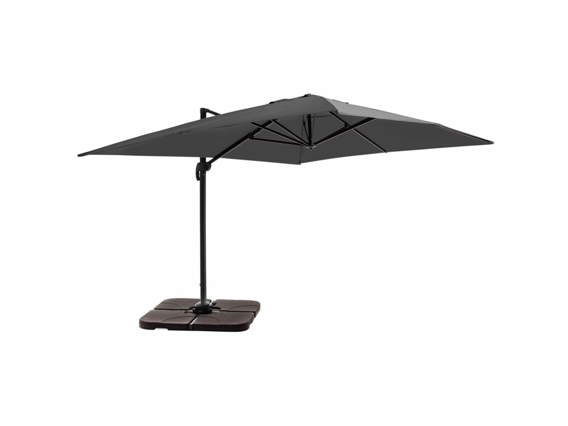 Parasol Desplazado De 3x4m Y 4 Losas Para Llenar En Aluminio Gris