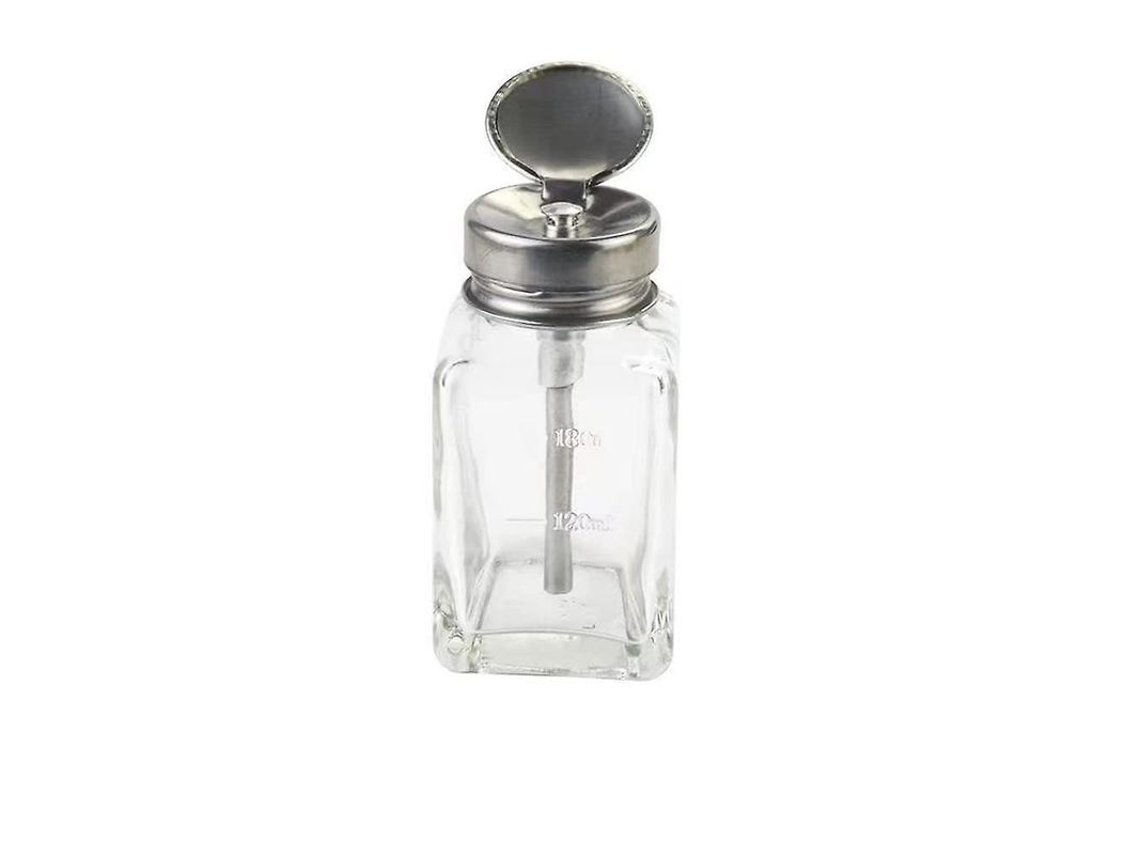 Frasco Cuadrado De Vidrio Con Dosificador, 180 Ml, Para Esmalte De Uñas Y Desmaquillante, Reutilizable.