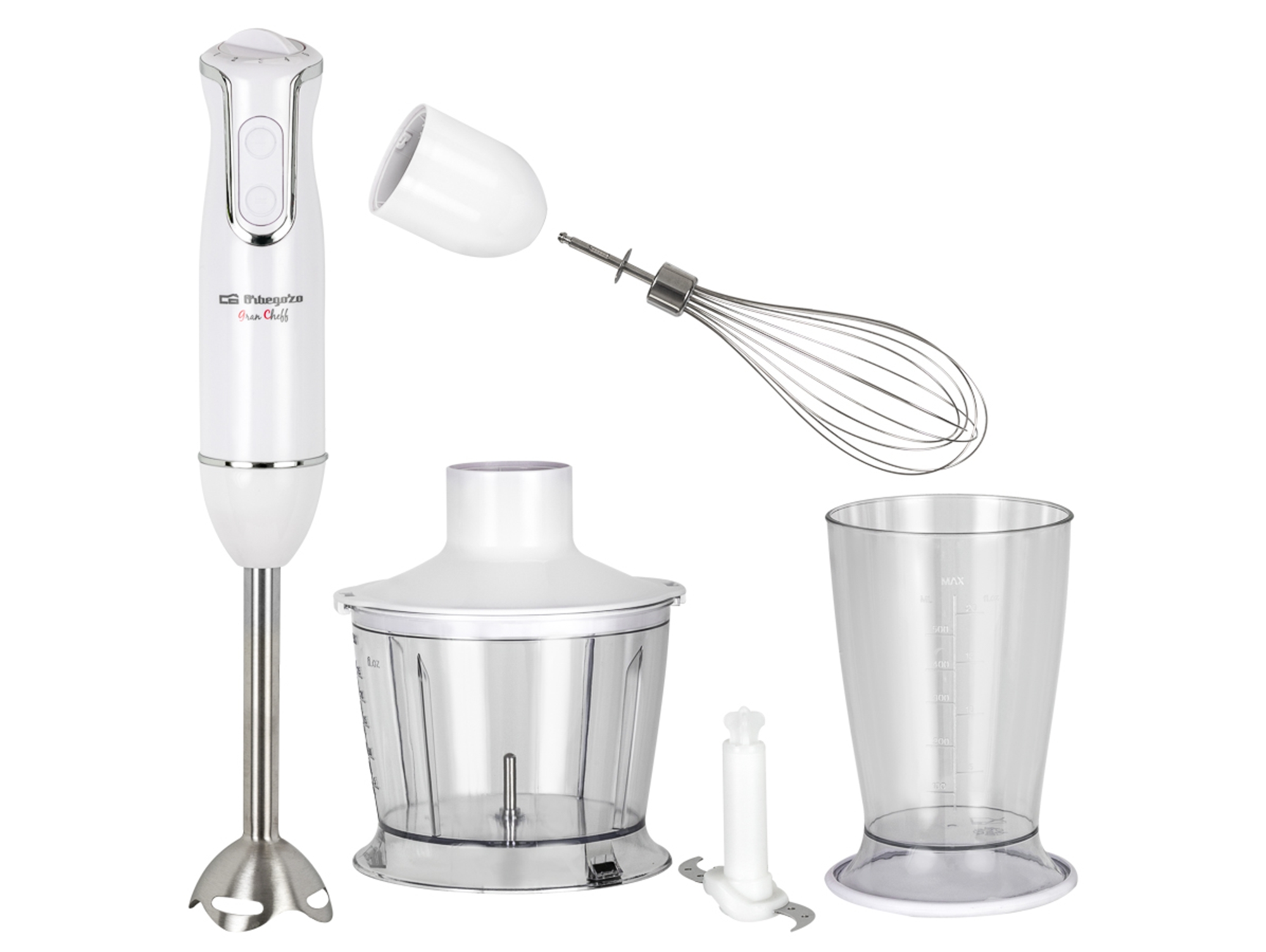 Batidora de Mano + Accesorios ORBEGOZO BT 2660 (800 W - Blanco)