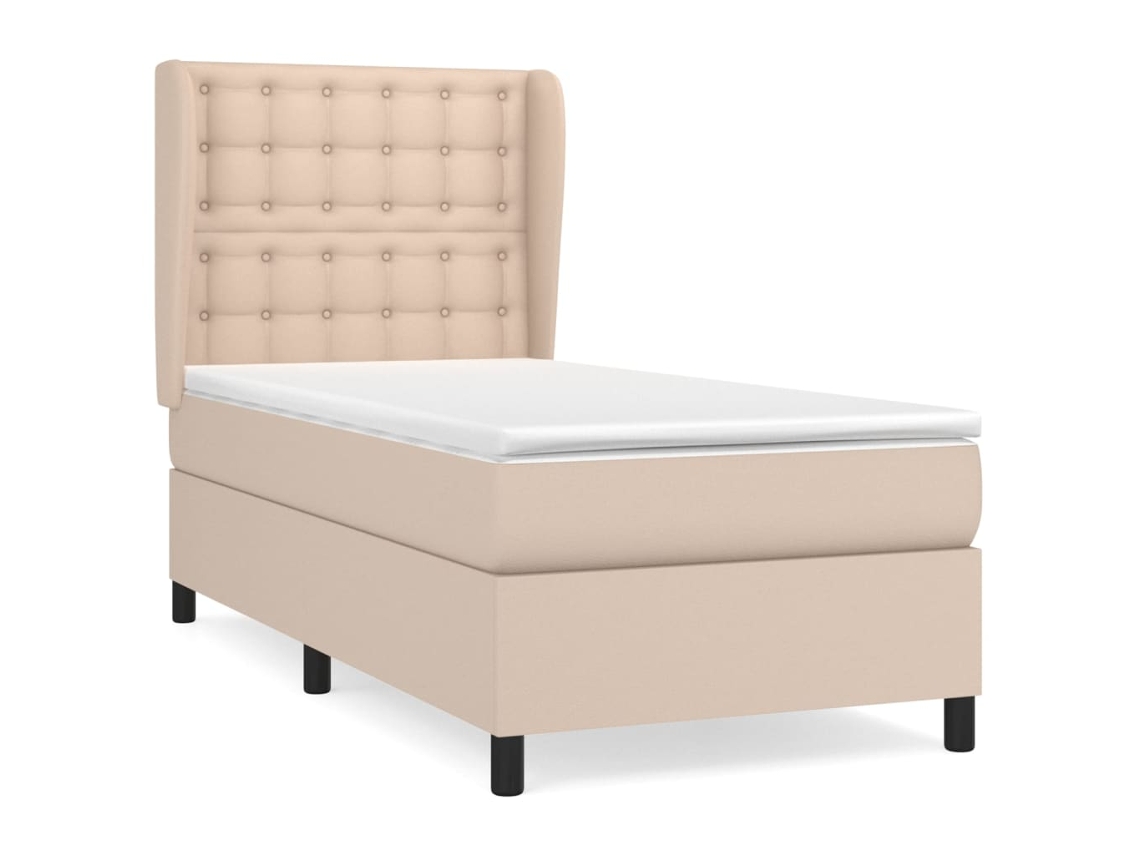 Maison Exclusive - Cama Box Spring Con Colchón Cuero Sintético Capuchino 90x200 Cm
