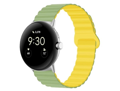 Correa para Google Pixel Watch hebilla inversa correa de reloj de silicona magnética menta amarillo claro VENISYMLIS