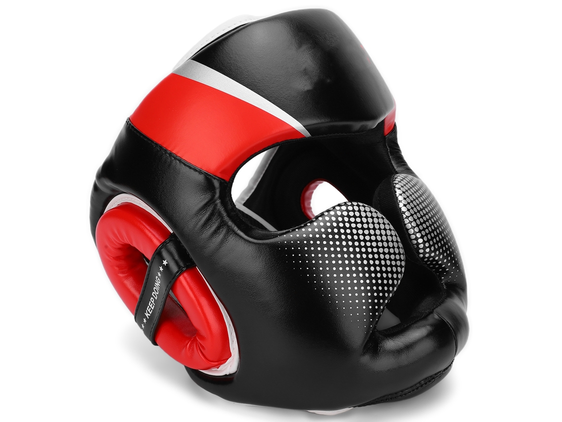 Casco De Boxeo Con Guardia Facial Espesorado Para Sanda, Lucha, Muay Thai, Entrenamiento Adulto Talla L Rojo