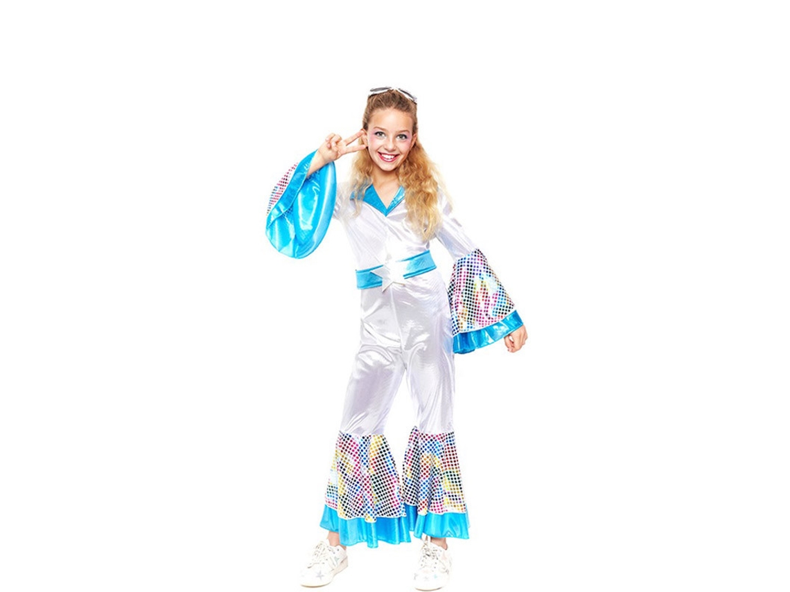 Disfraz de Niña PARTILANDIA disco girl plata y azul (Tam.: 5-6 anos)
